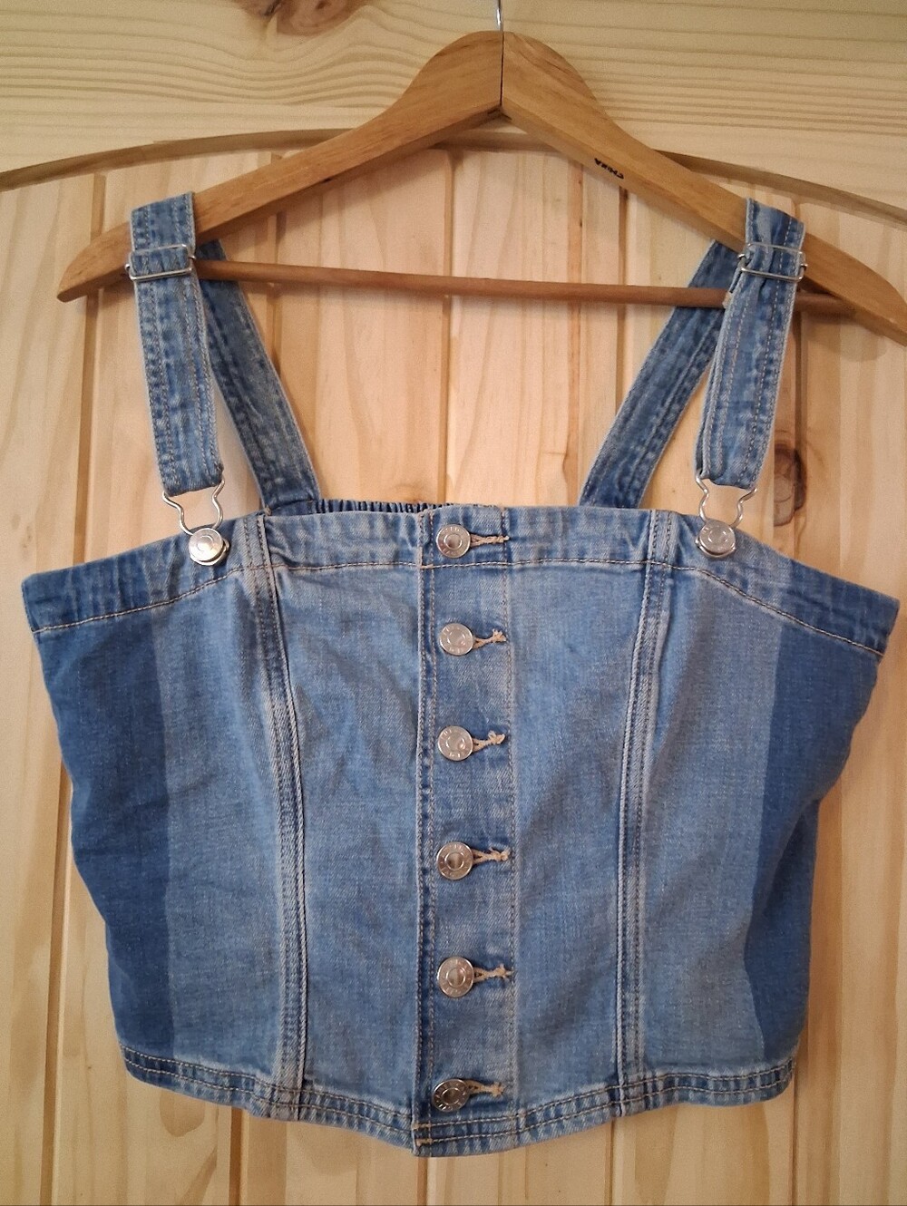 American Eagle Denim Cropped Top Sz L